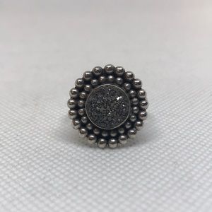 Fine Detailed Druzy Quartz Ring in Sterling Sz 9